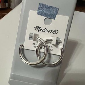 Madewell Chunky Medium Hoop Earrings (Polished Silver color over brass)